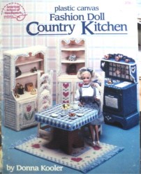 3083 BARBIE DOLL PLASTIC CANVAS COUNTRY KITCHEN STOVE, HUTCH LEAFLET